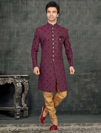 Purple Terry Rayon Thread Weaving Indo Western G3 Miw6080 G3fashion Com Indo western fancy dress costume for boys. purple terry rayon thread weaving indo