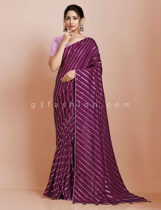 Purple wedding dola silk saree
