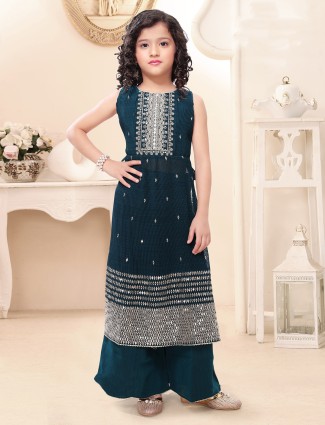 Rama blue georgette palazzo set for girls