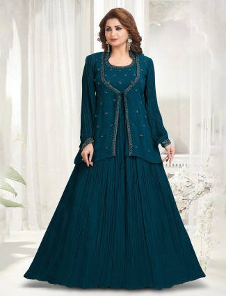 Jacket Style Dress - Party Wear Mesmeric Magenta Plum Anarkali Dress –  Empress Clothing