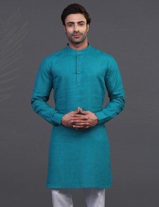 Rama green linen festive wear mens kurta