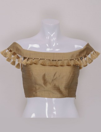 Raw silk gold color ready made blouse