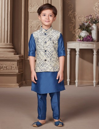 Raw silk waistcoat set in royal blue