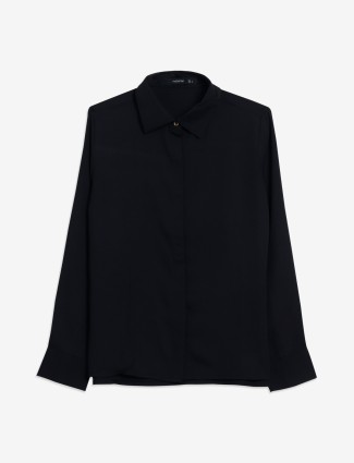 Rayon cotton black plain shirt