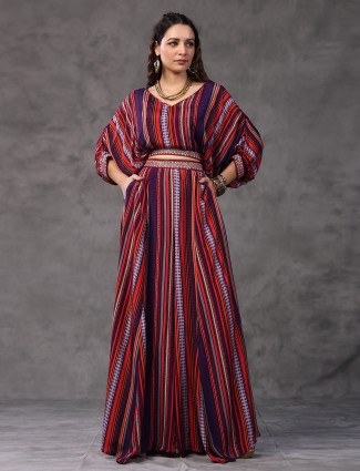 Red and purple stripe co ord set