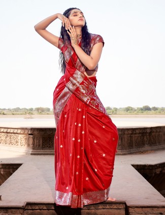 Red stunning saree in silk