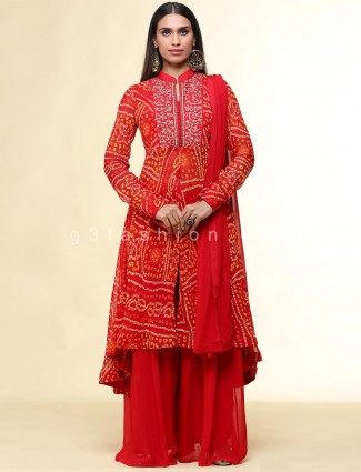 Red wedding wear palazzo suit