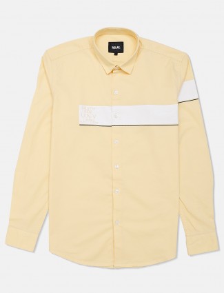 Relay cotton casual shirt in lemon yellow