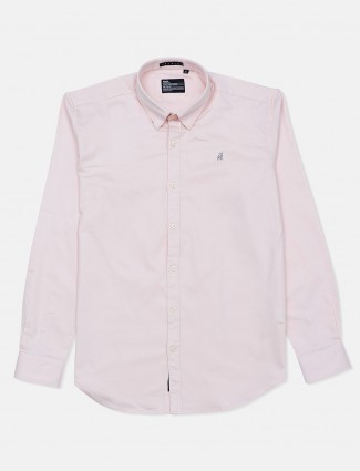 River Blue full sleeves pink solid casual shirt