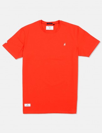 River Blue orange solid casual t-shirt