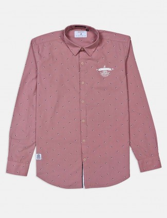 River Blue printed dusty pink mens shirt