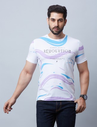 River Blue purple and white printed t shirt