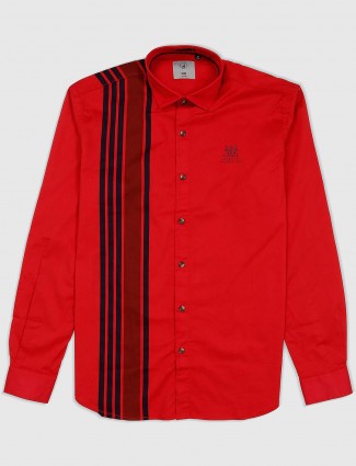 River Blue red color cotton fabric shirt