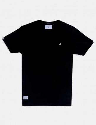 River Blue solid black cotton t-shirt