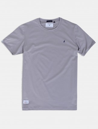 River Blue solid grey slim fit t-shirt
