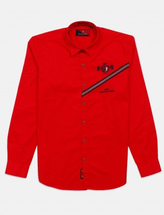 River Blue solid red cotton mens shirt
