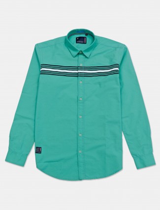 River Blue stripe green cotton shirt