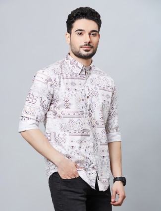 River Blue white and wine printed shirt