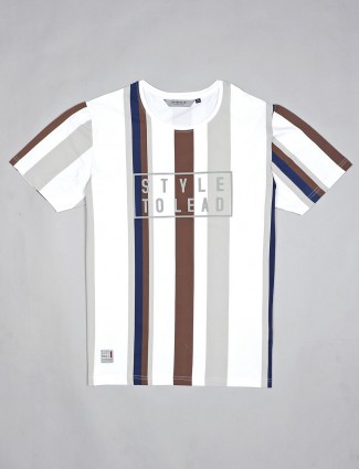 River Blue white stripe half sleeves t-shirt