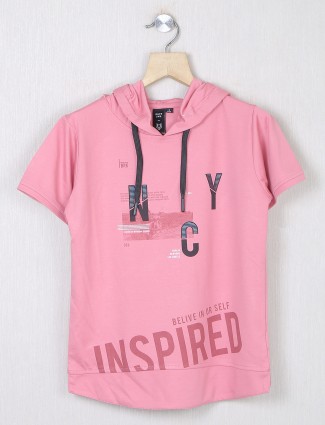Ruff cotton pink boys t shirt for casual