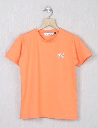 Ruff cotton plain orange casual wear t shirt