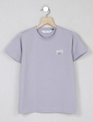 Ruff grey solid cotton t shirt for boys