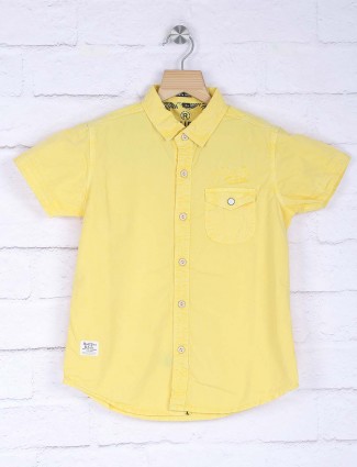 Ruff lemon yellow solid shirt