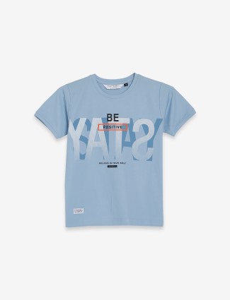 Ruff sky blue printed t shirt