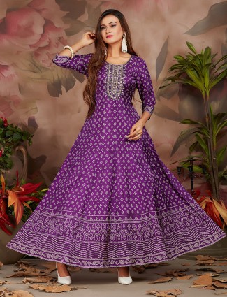 Purple long kurtis top