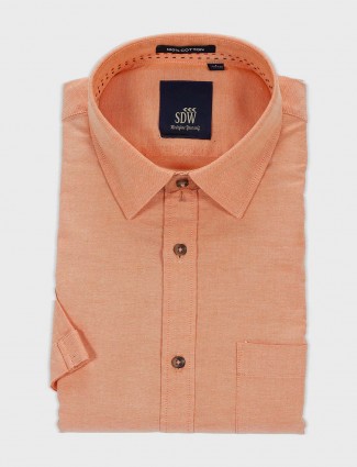 SDW mens solid peach color shirt