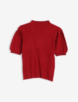 Sheczzar knitted maroon plain top