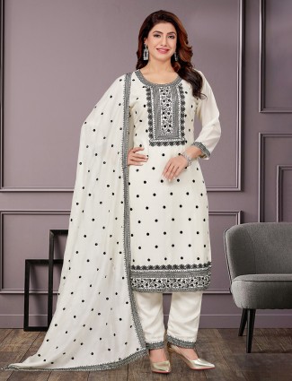 Silk off-white salwar suit for festive