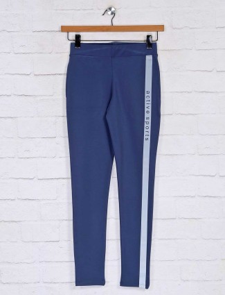 Solid blue track pant for womens