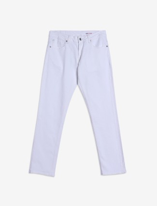Spykar white solid slim fit jeans