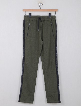 Status Quo solid olive color track pant