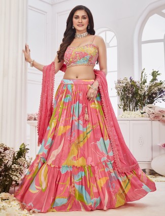Black and pink wedding lehenga choli in silk - G3-WLC13455