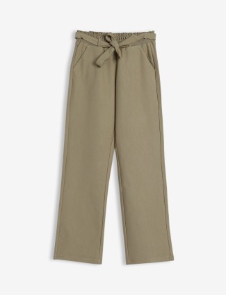 Stylish khaki cotton plain pant