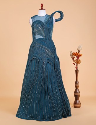 Teal blue designer gown