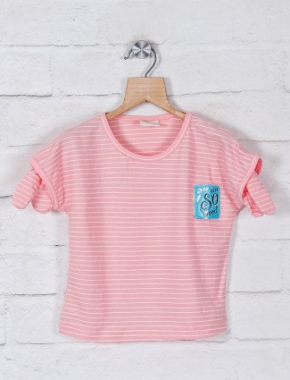 Tiny Girl cotton peach stripe style casual top