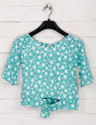 Tiny Girl green printed round neck top