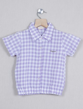 Tiny Girl lavender purple cotton casual checks top
