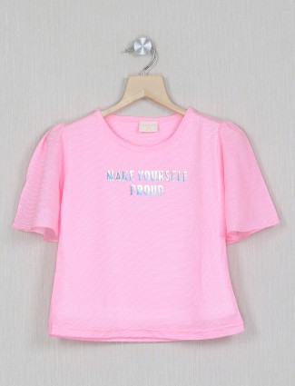 Tiny Girl pink hue printed style cotton top for girls