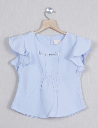 Tiny Girl printed sky blue color cotton top