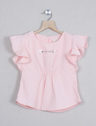 Tiny Girl printed style peach top for girls 