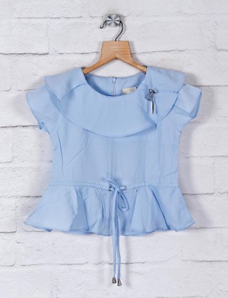 Tiny Girl sky blue solid cotton top