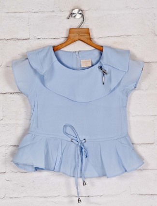 Tiny Girl solid blue cap sleeves top