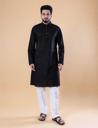 Trendy black kurta suit in cotton