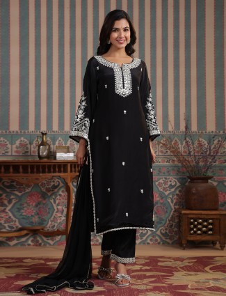 Trendy silk black kurti set