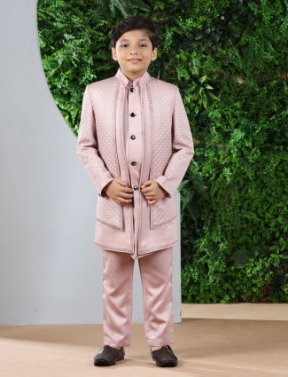 Trendy silk light pink indowestern