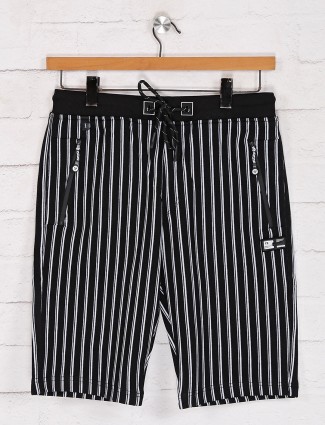 TYZ stripe black cotton shorts